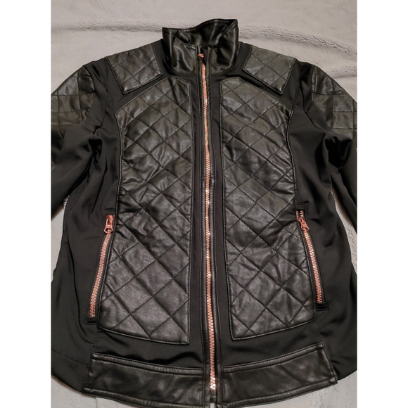 Victoria Secret Sport Womens Size XS Black Quilted Faux Leather Moto Jacket - Picture 6 of 12